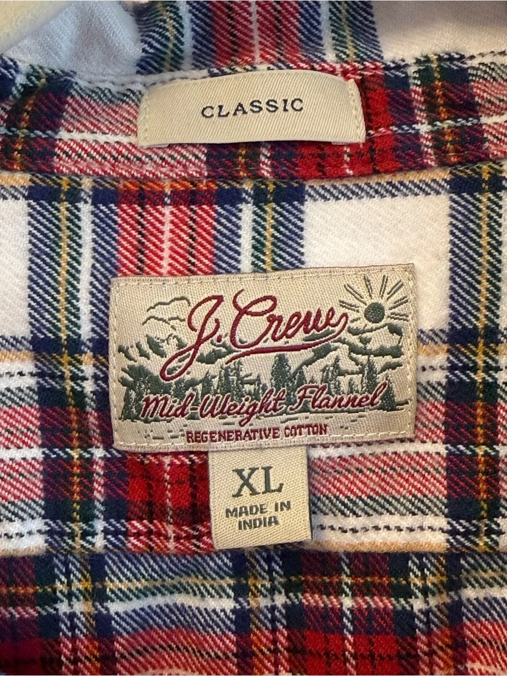 J. Crew Red and White Plaid Casual Flannel Button-Down Shirt